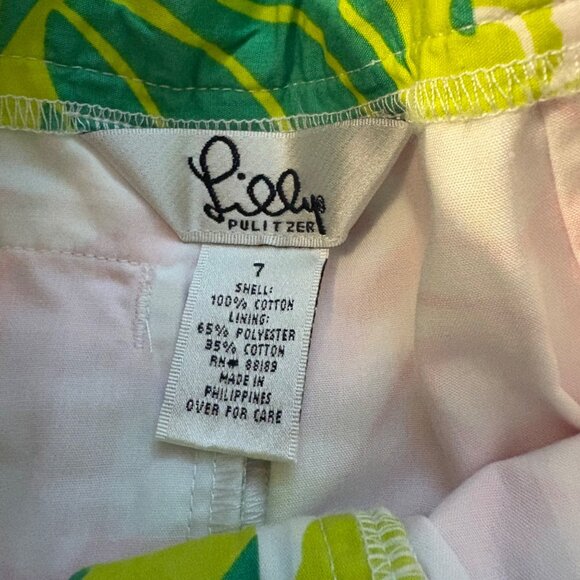 White Label Vintage Lilly Pulitzer Patchwork Pants Girls 7 Pink/Green Cotton - Picture 2 of 3